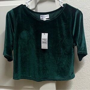 Riley & Ryder Emerald Velvet Short Sleeve Top